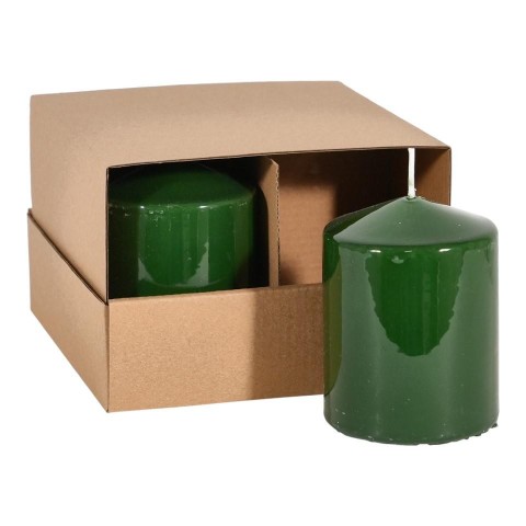 CANDELA MOCCOLO SMALTATA H.100XD.75 MM. VERDE SCURO